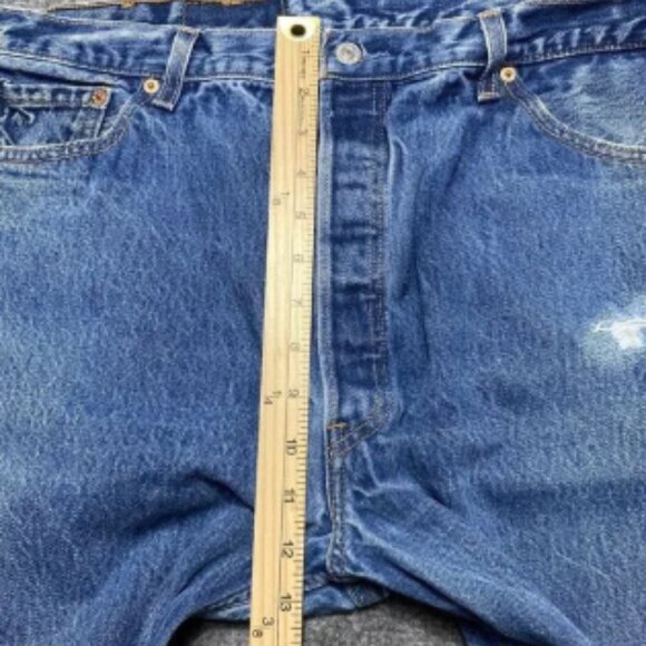 Vintage Levis Jeans Men 38x31 Blue 501 Button Fly Classic Straight Y2K Tag 42x34 - Picture 5 of 13